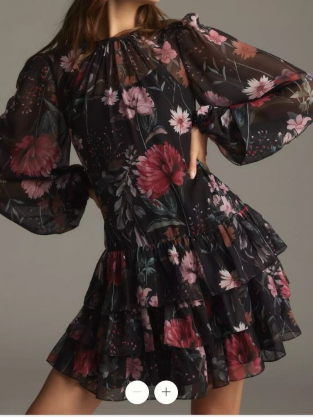 NWT Mac Duggal Long-Sleeve Ruffled Chiffon Mini Dress Size 14 Anthropologie